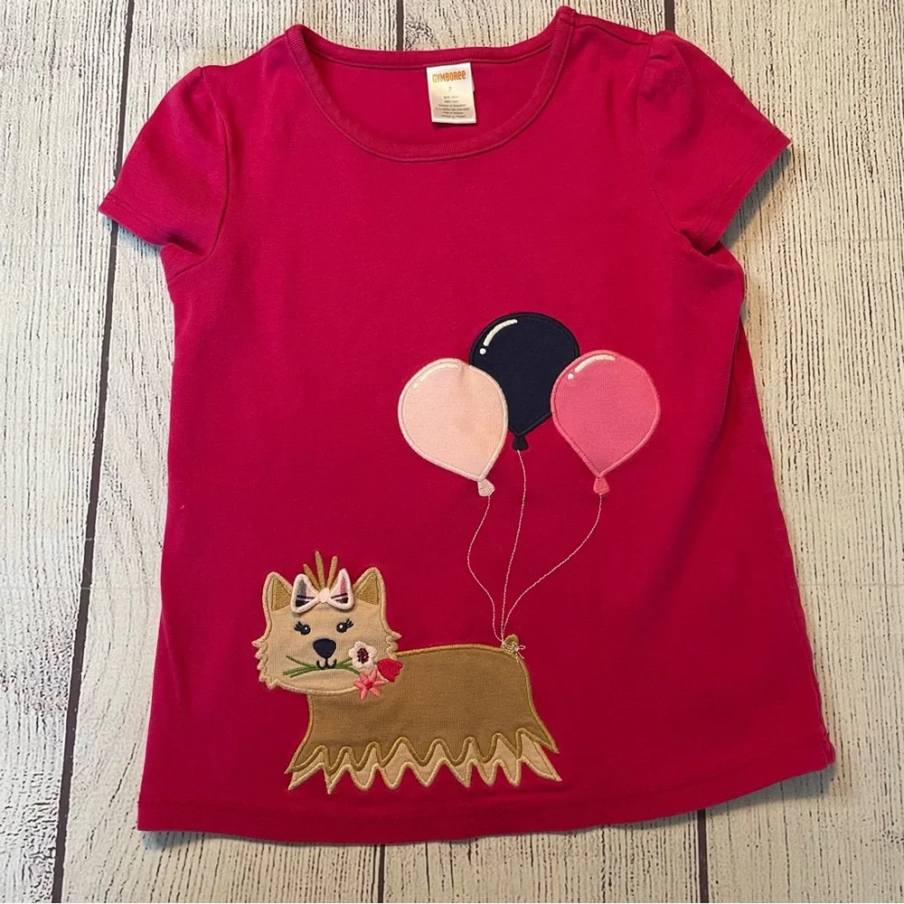 Gymboree Preppy Puppy Pink Short Sleeve Shirt Size 7